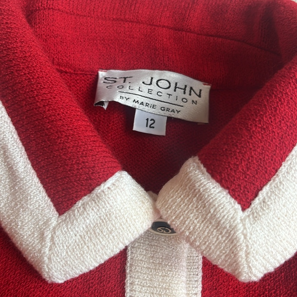 St. John Collection Red and Cream Jacket